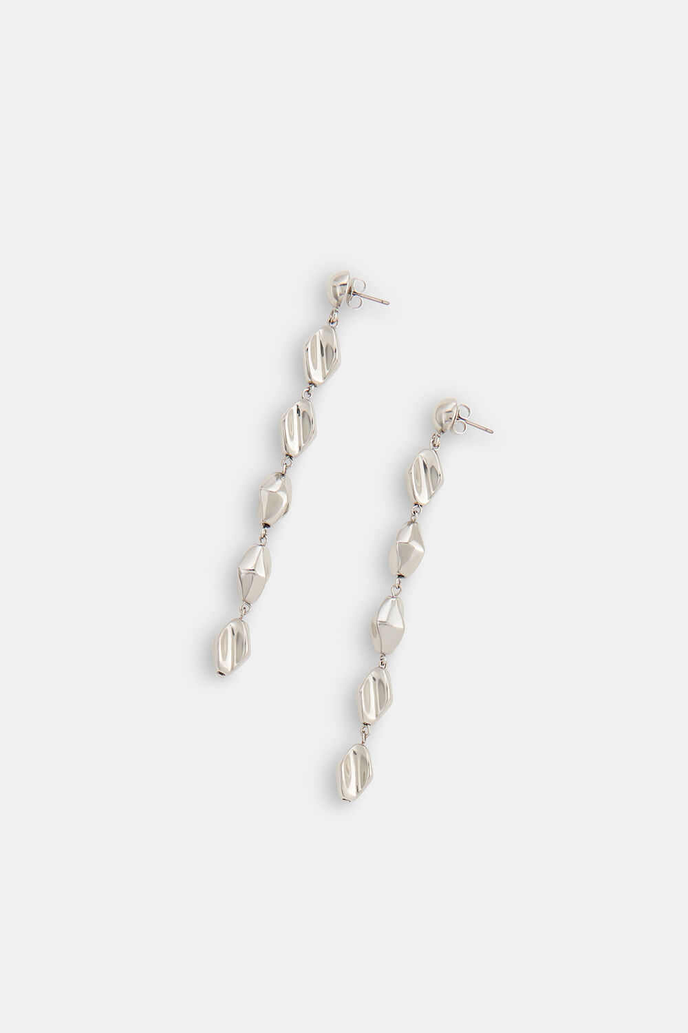 Silver Molten Beaded Earring