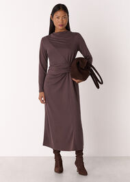 Petite Ruched Detail Midi Dress