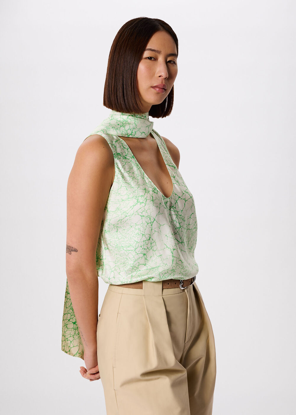 Printed Silk Scarf Vest Top