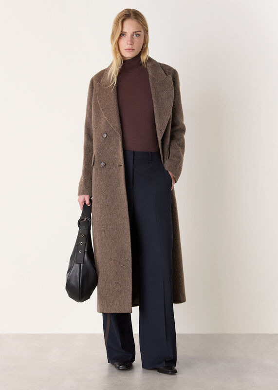 Brown Long Sleeve Funnel Neck Jersey