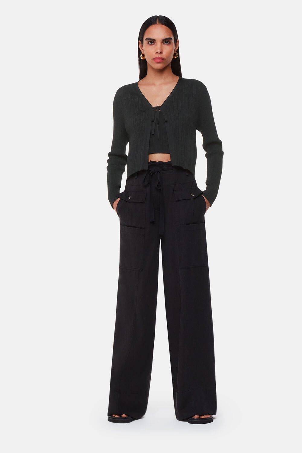 Black Tie Front Detail Cardigan