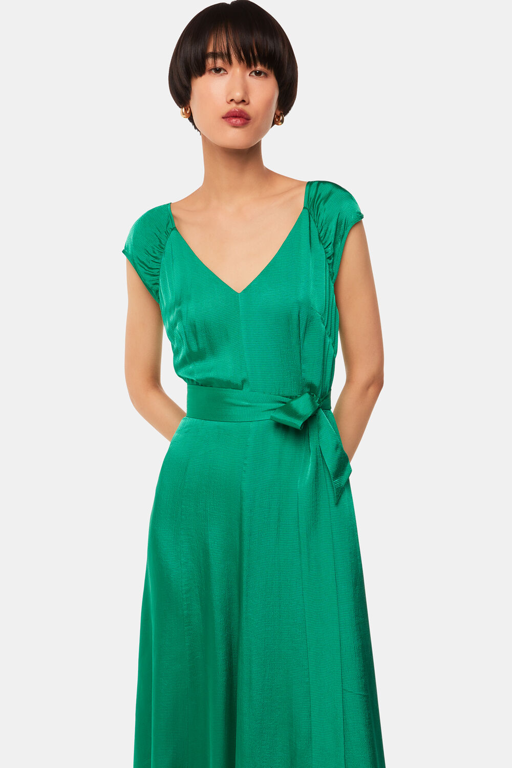 Arie Hammered Satin Midi Dress