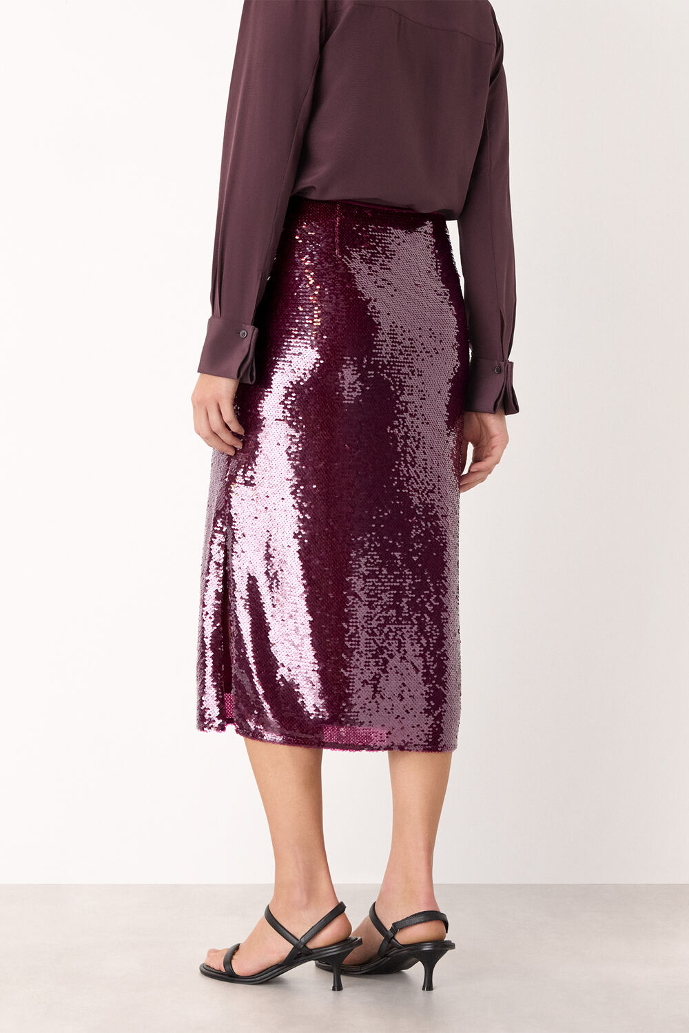 Merlot Sequin Midi Skirt