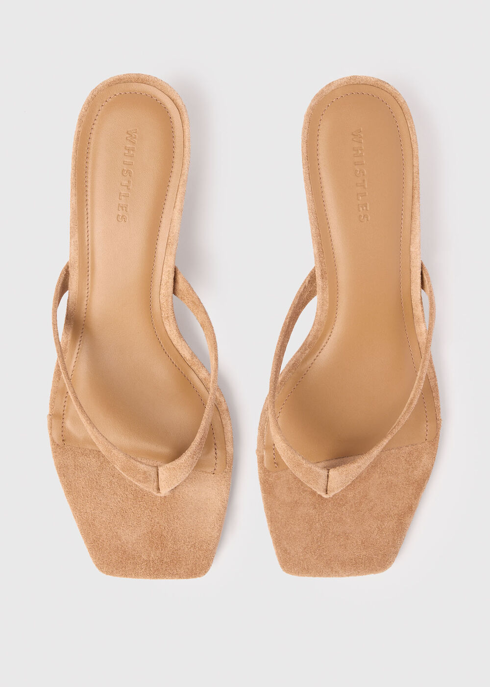 Suede Toe Post Heeled Mule