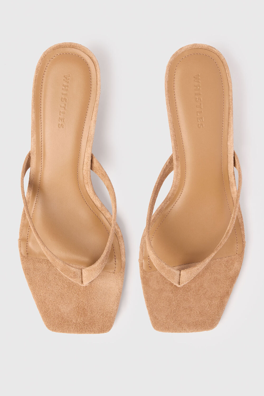 Suede Toe Post Heeled Mule