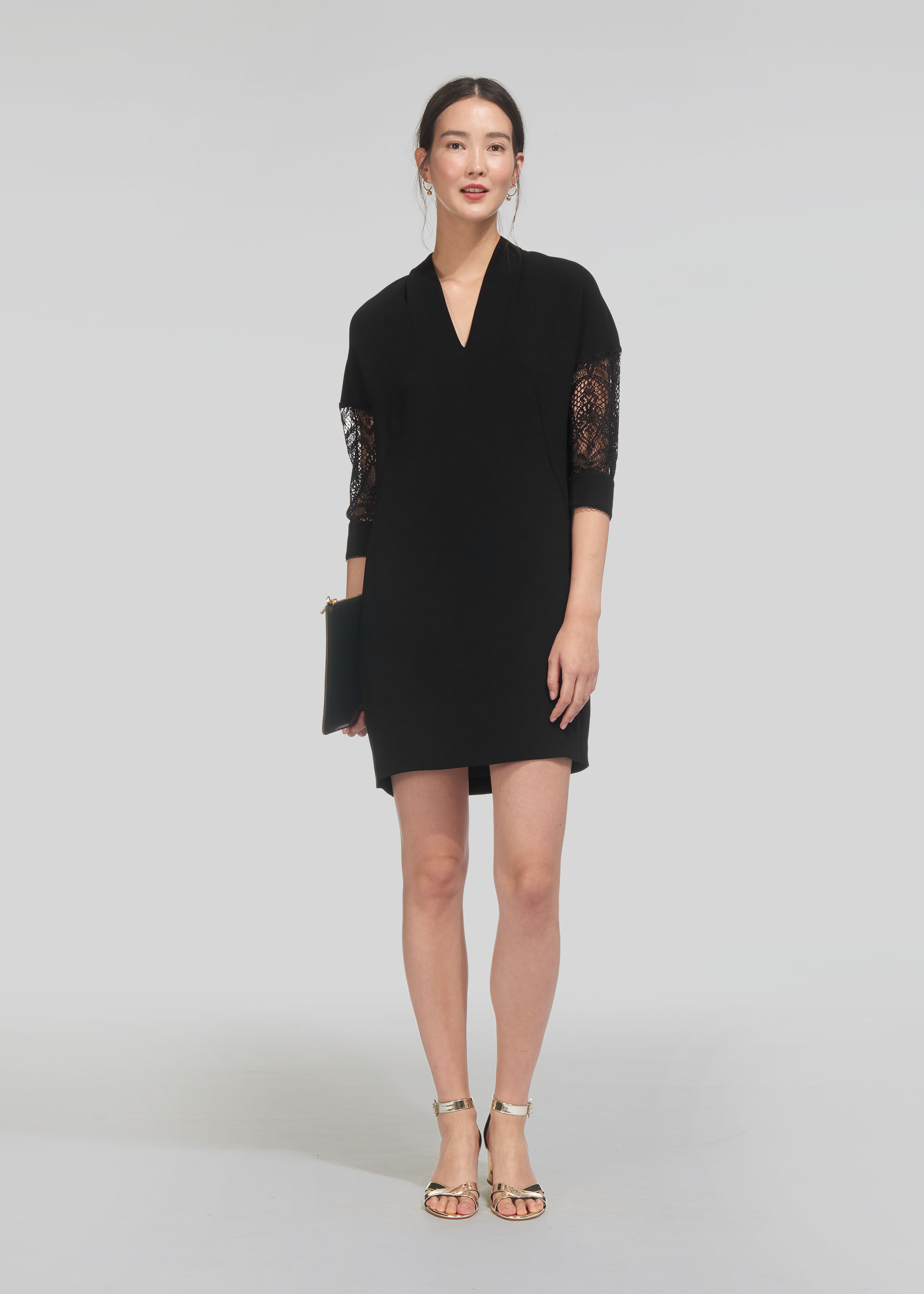 black lace arm dress
