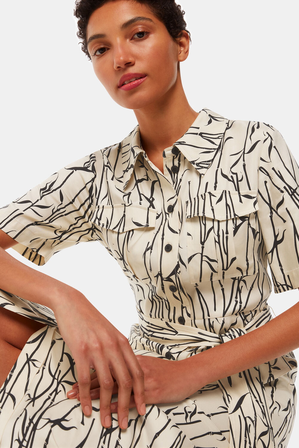 Ivory Bamboo Shoots Fontella Dress