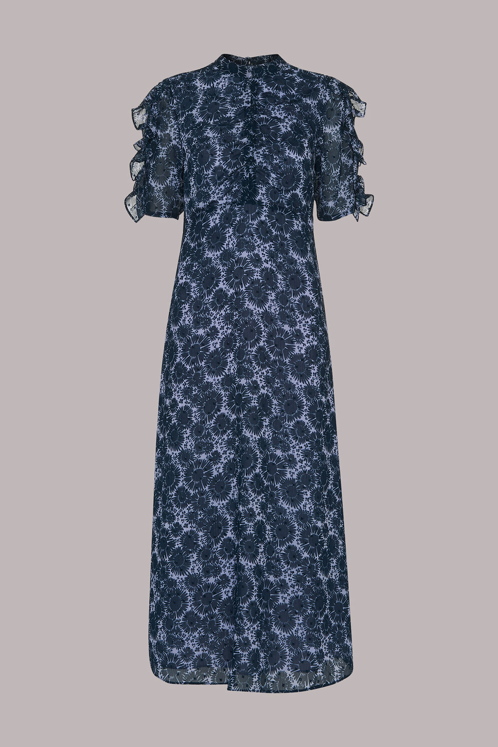 Purple Winter Garden Print Midi Dress