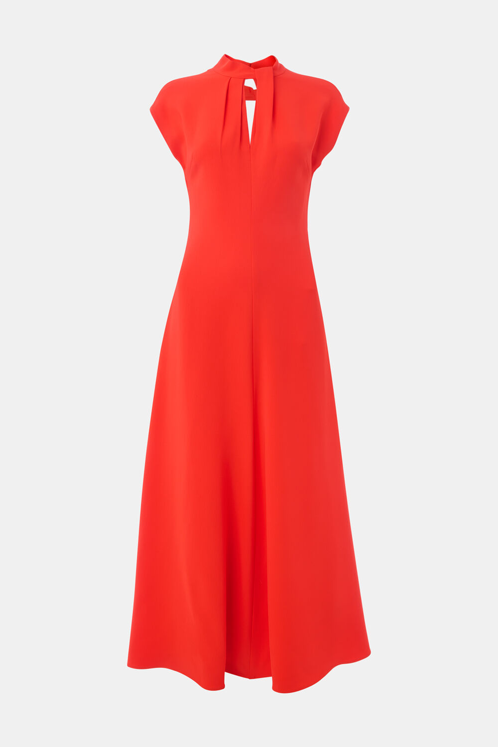 Twist Neck Crepe Midi Dress