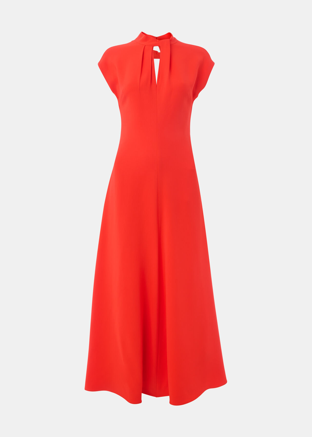 Twist Neck Crepe Midi Dress