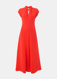 Twist Neck Crepe Midi Dress