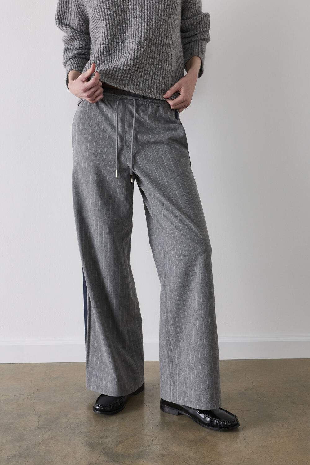 Grey Side Stripe Flannel Jogger