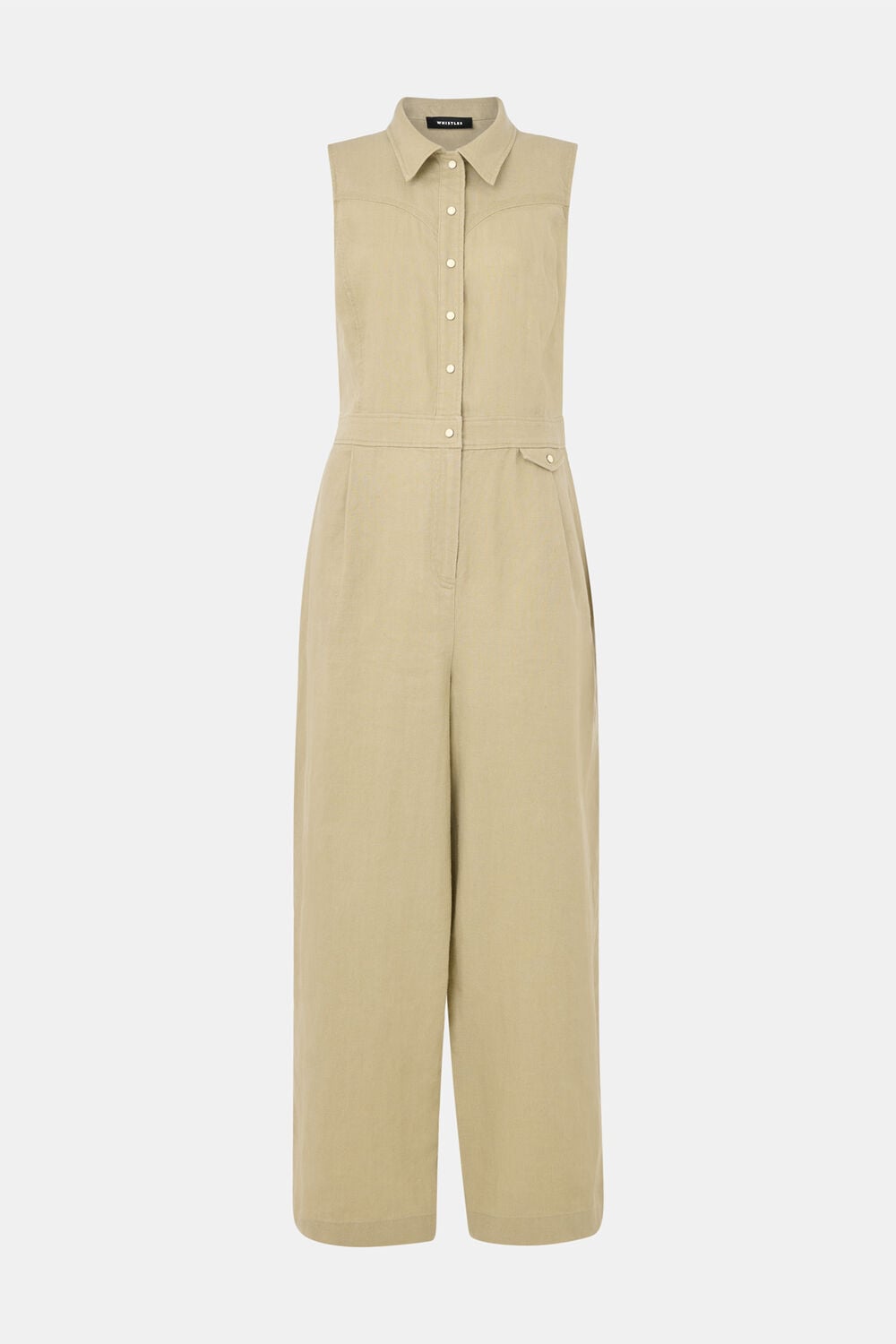 Neutral Ellis Western Linen Jumpsuit