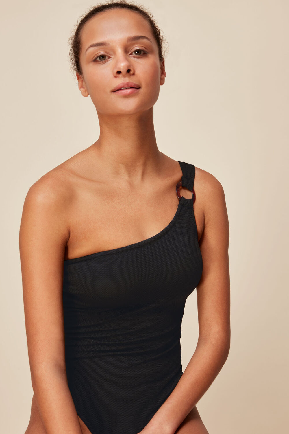 Black Tort One Shoulder Swimsuit