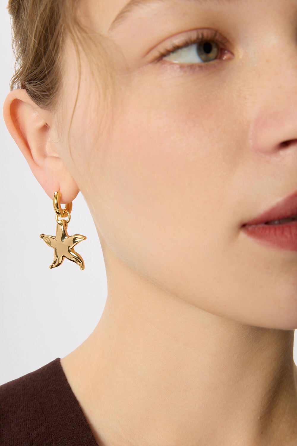 Gold Starfish Hoop Earring