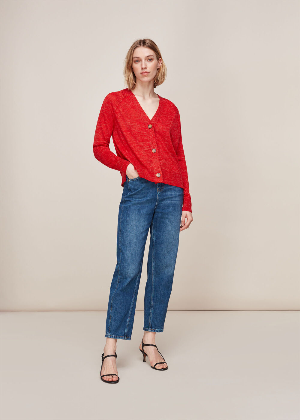 Relaxed Linen Mix Cardigan