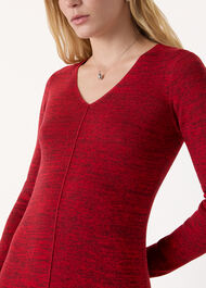 Melange Ribbed Midi Knit Dress