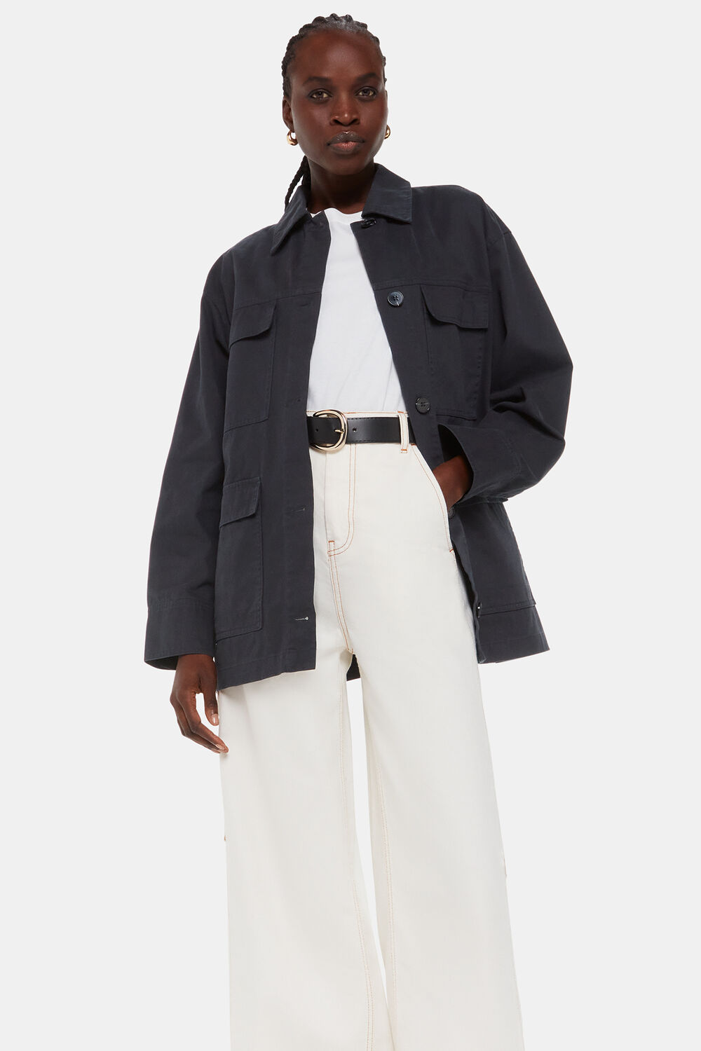 Washed Black Megan 4 Pocket Casual Jacket