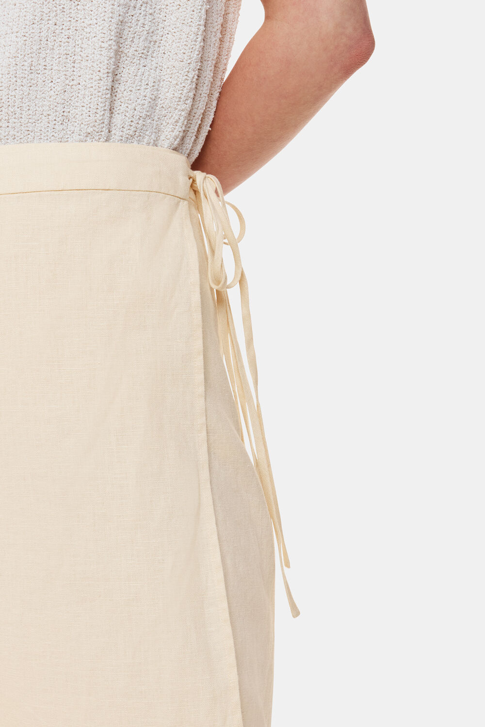 Linen Wrap Midi Skirt
