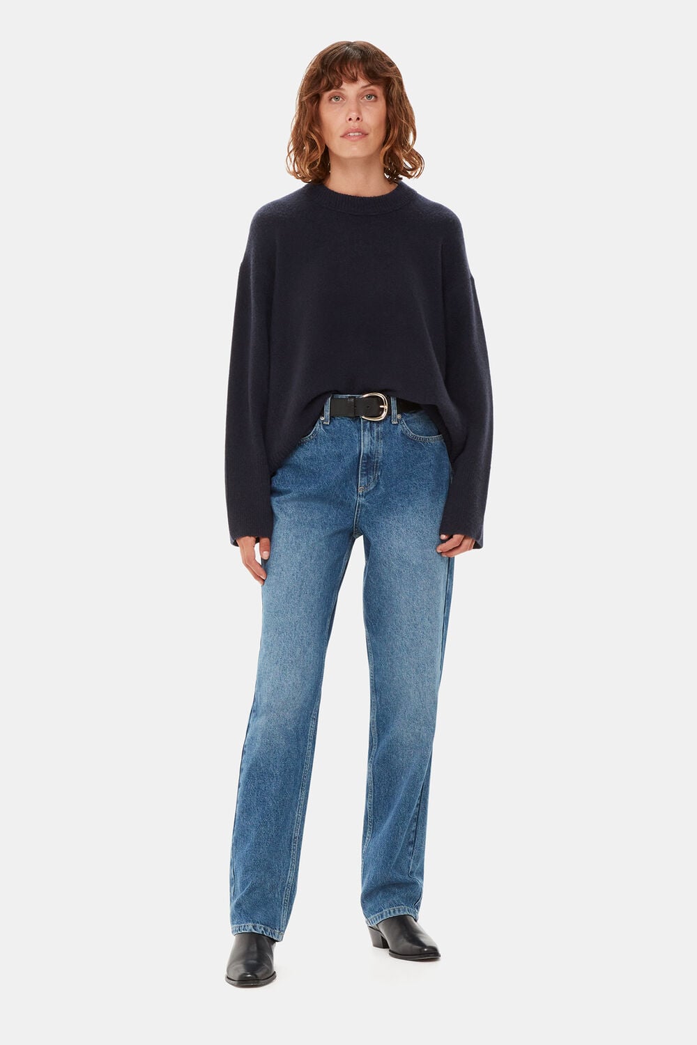 Textured Boyfriend Crew Neck