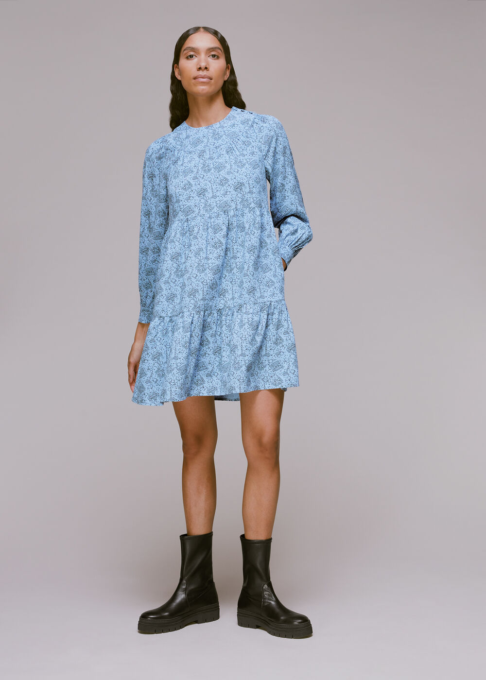 Monument Print Trapeze Dress