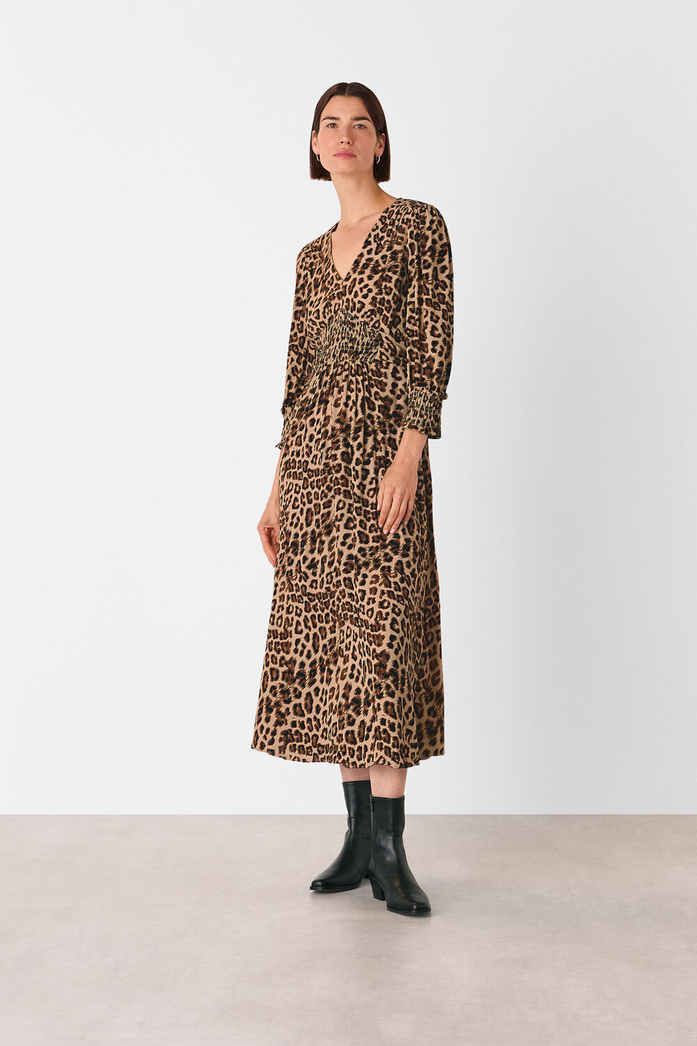 Jungle Cheetah Shirred Dress