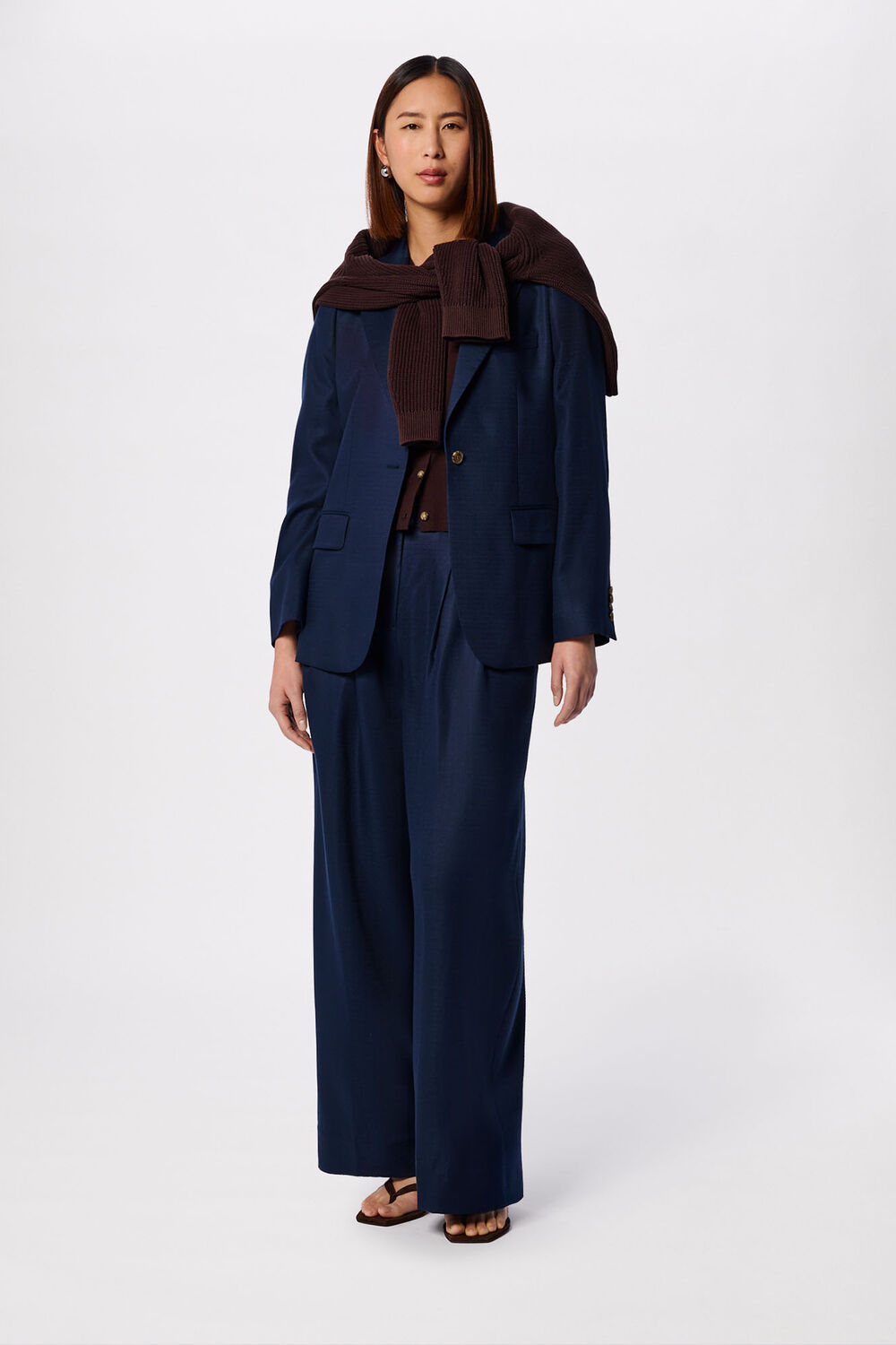 Navy Relaxed Hopsack Blazer
