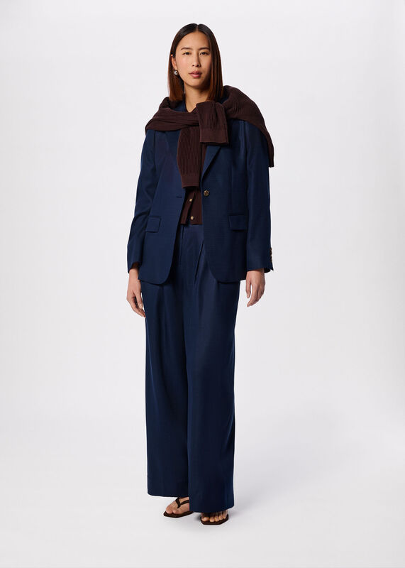 Navy Relaxed Hopsack Blazer