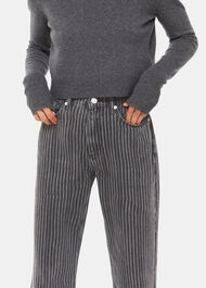 Washed Stripe Straight Jean