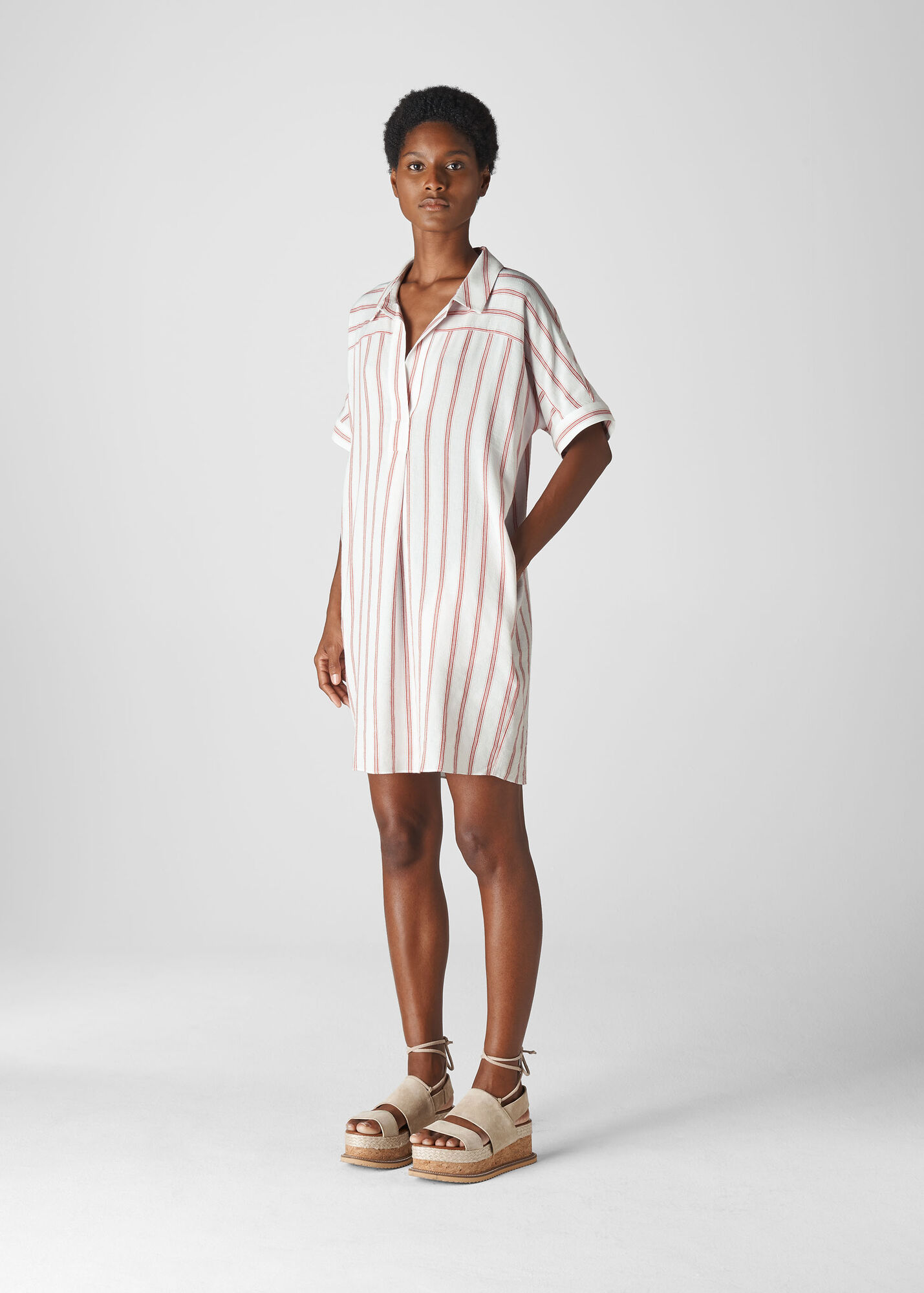 White/Multi Sabrina Stripe Dress | WHISTLES