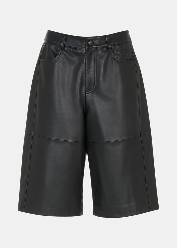 Black Leather Knee Short