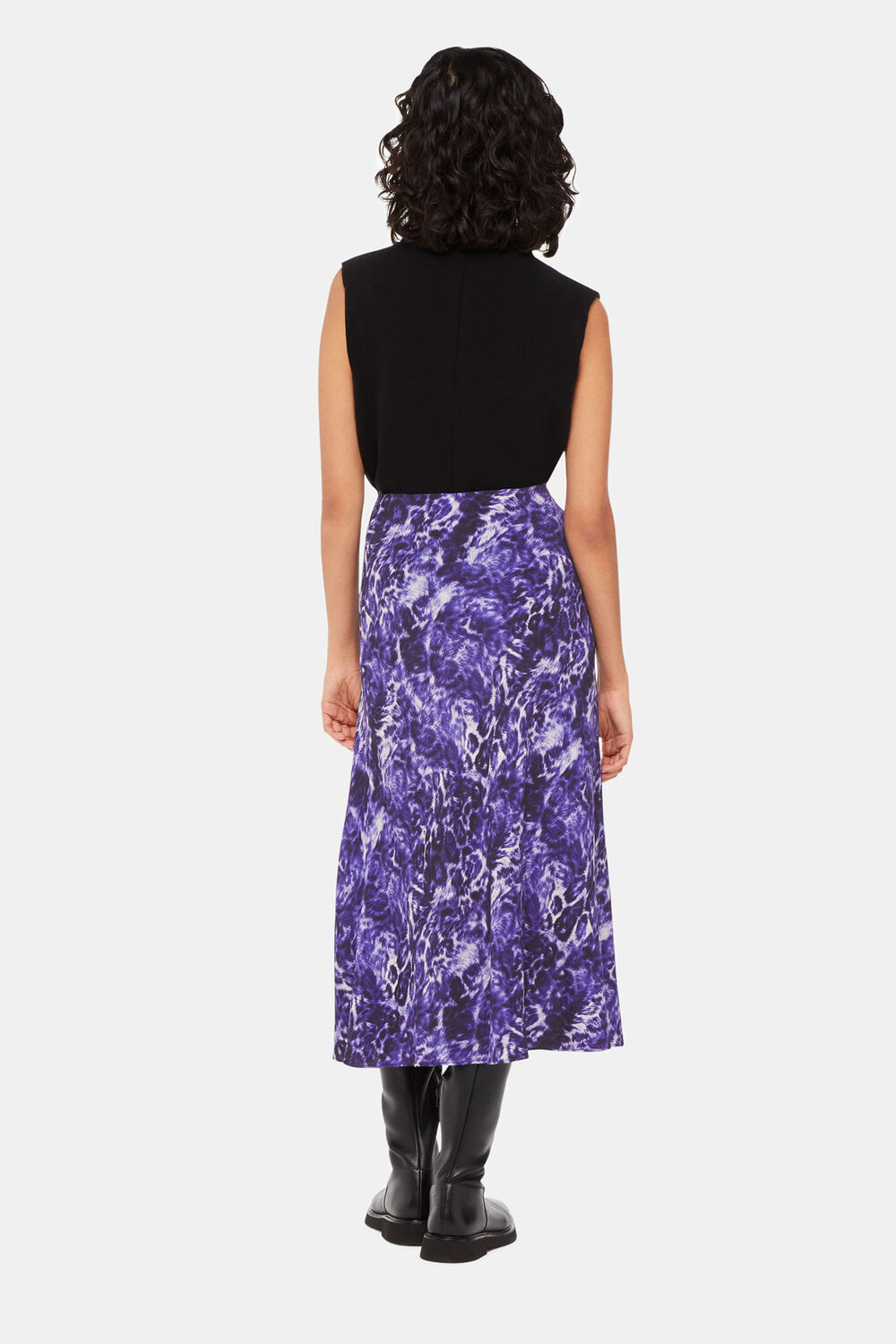 Glossy Leopard Bias Skirt