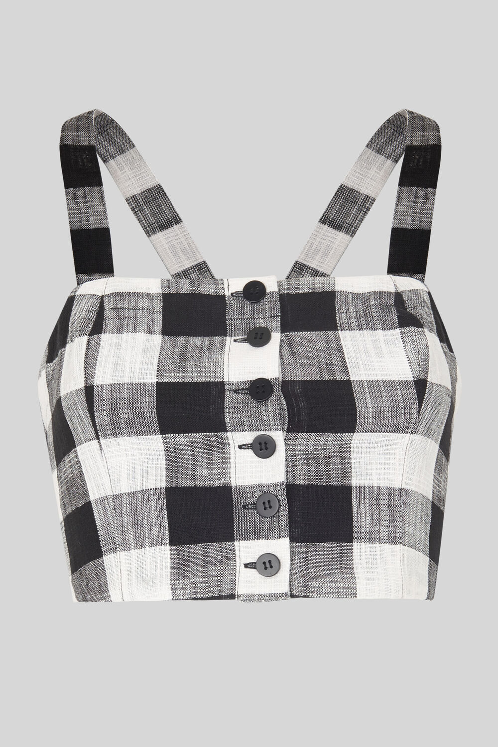 Gingham Button Up Bralette Black and White