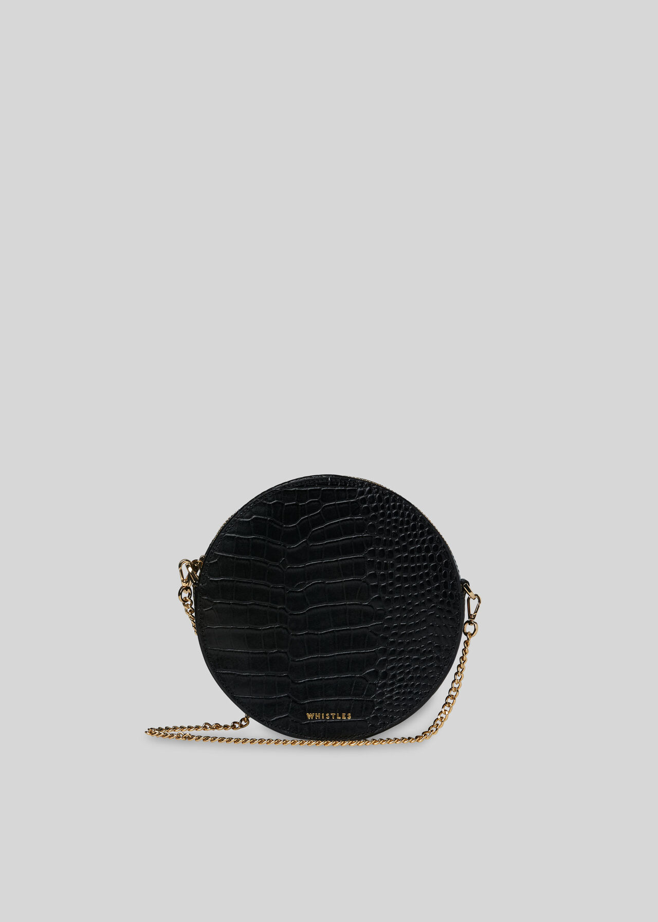 Brixton Circular Croc Bag Black