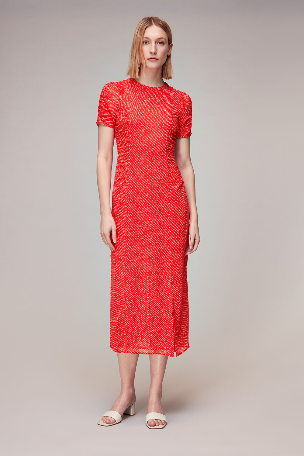 Red Diagonal Fleck Dobby Dress