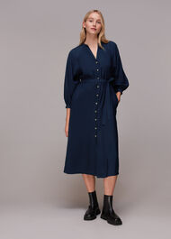 Navy Lizzie Midi Dress | WHISTLES | Whistles UK