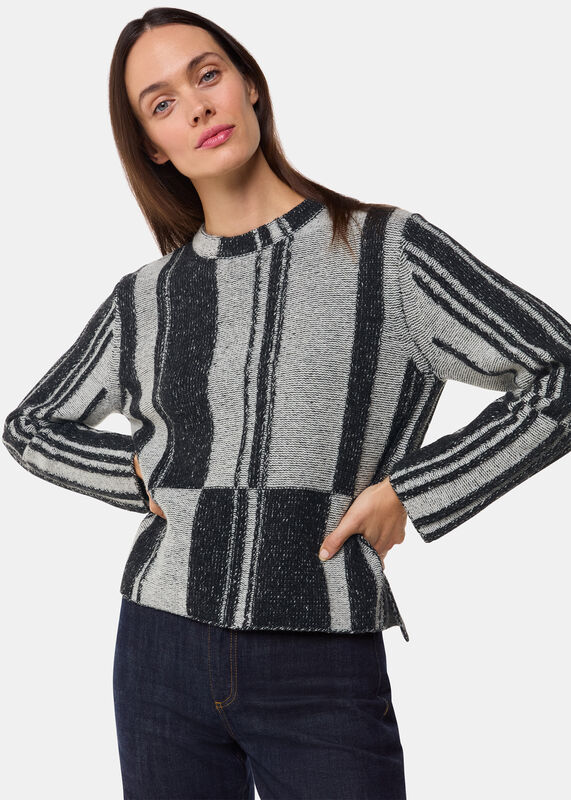 Black Block Stripe Wool Sweater