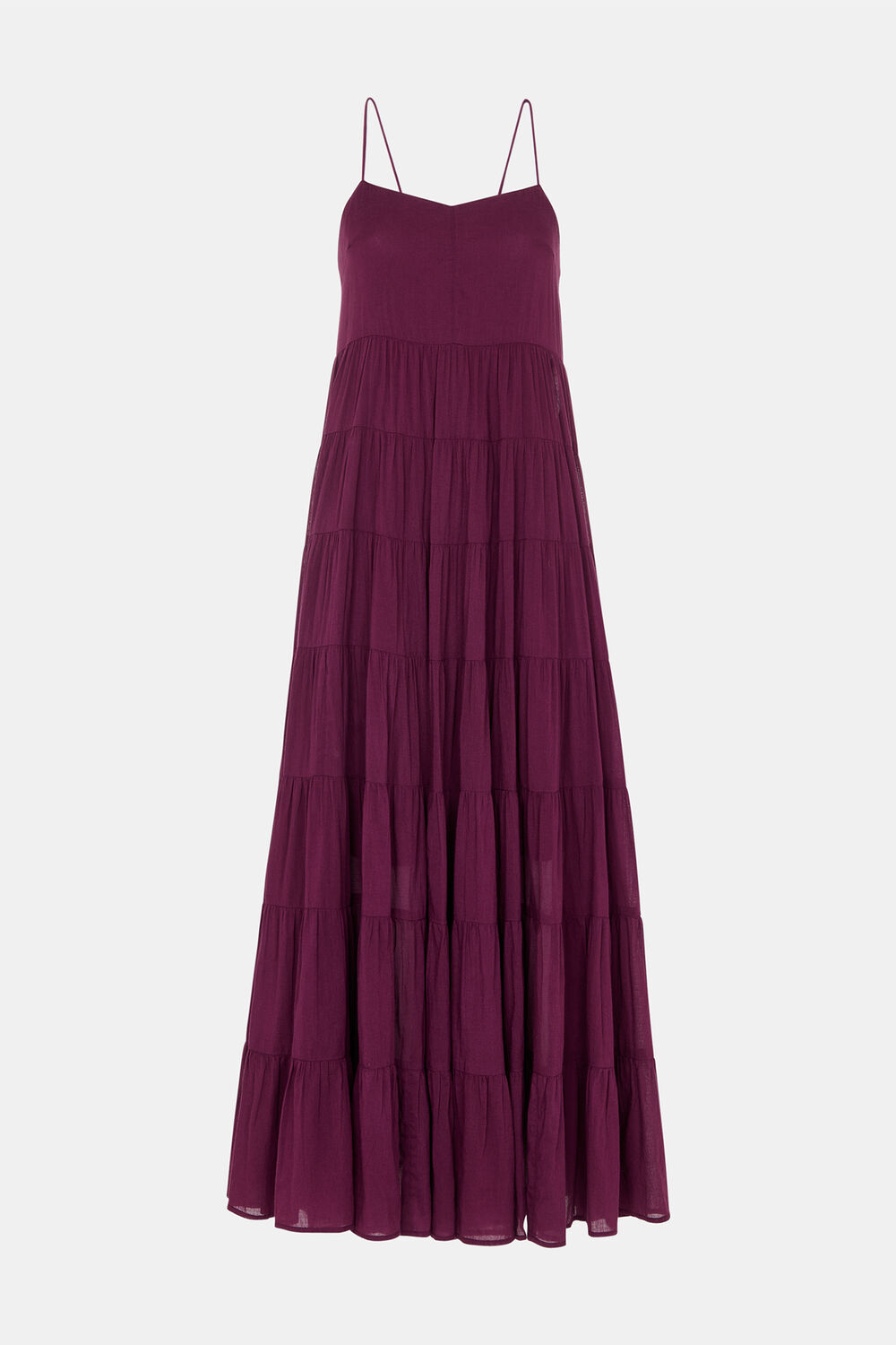 Plum Cotton Tiered Maxi Sun Dress