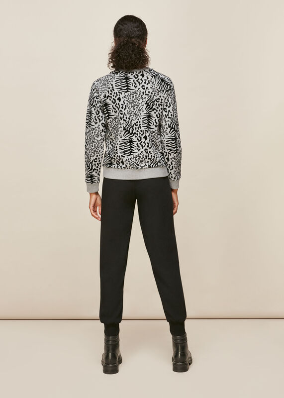 Grey Marl Flocked Animal Sweatshirt