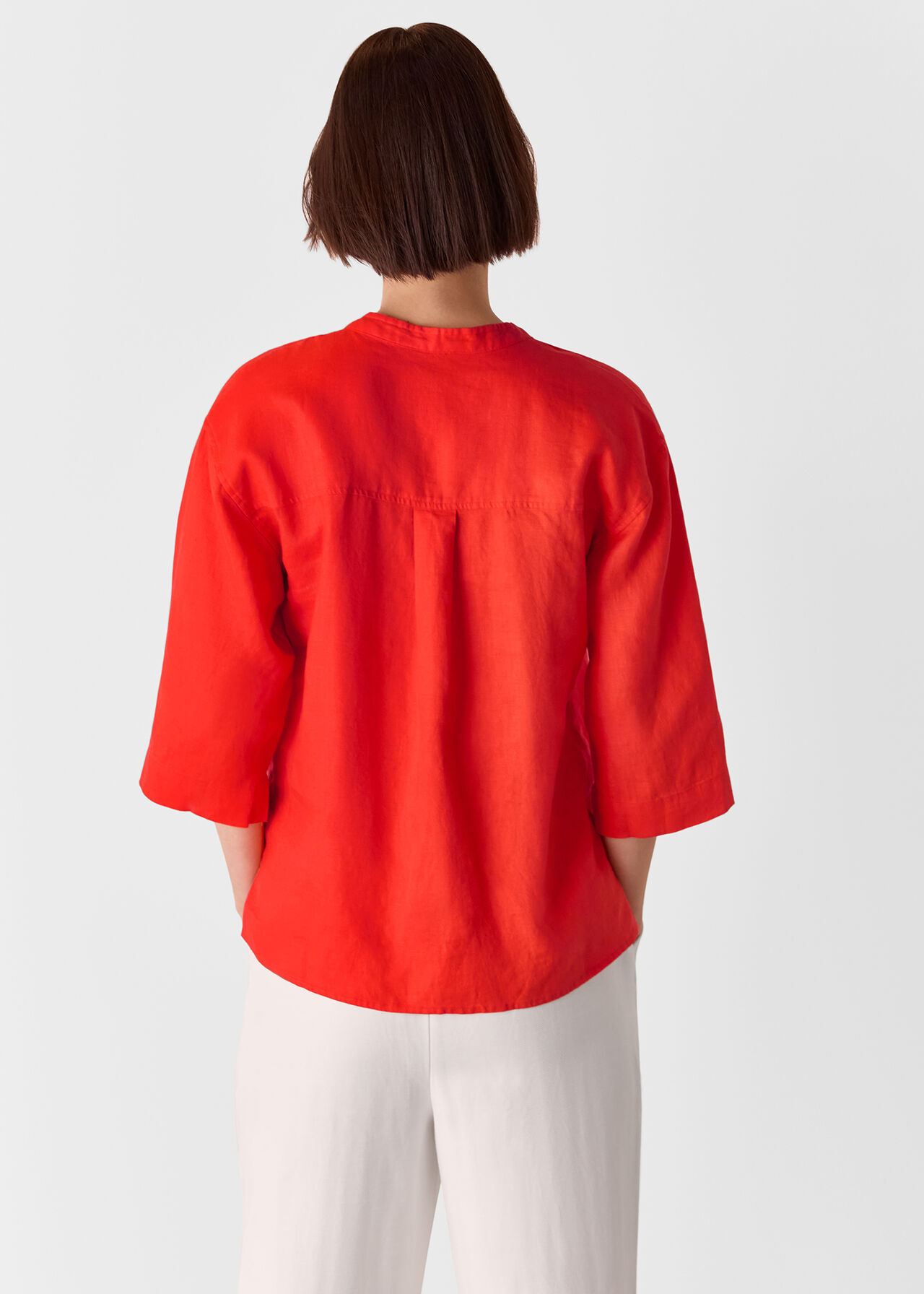 Linen Grandad Collar Shirt