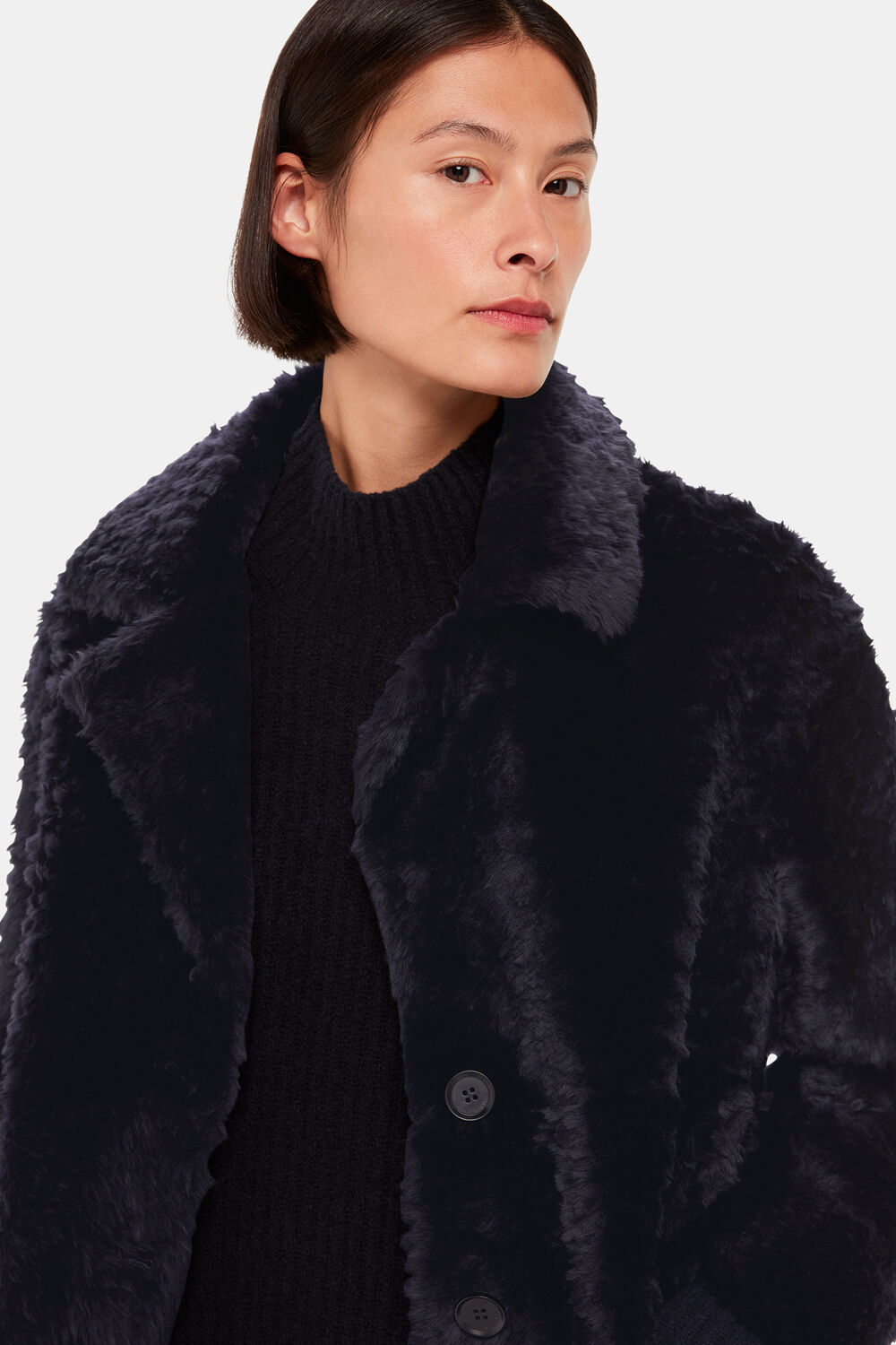 Navy Camille Shearling Coat
