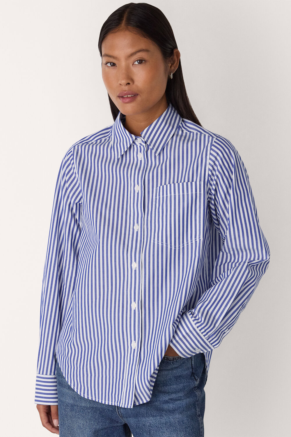 Petite Relaxed Fit Stripe Shirt