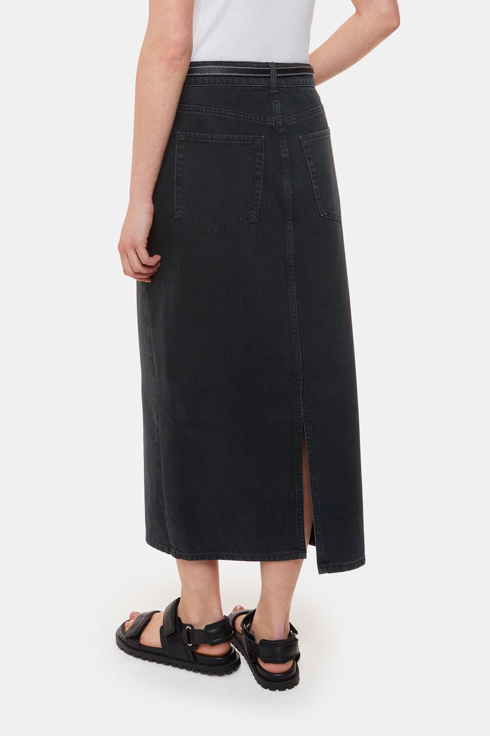 Straight Denim Midi Skirt