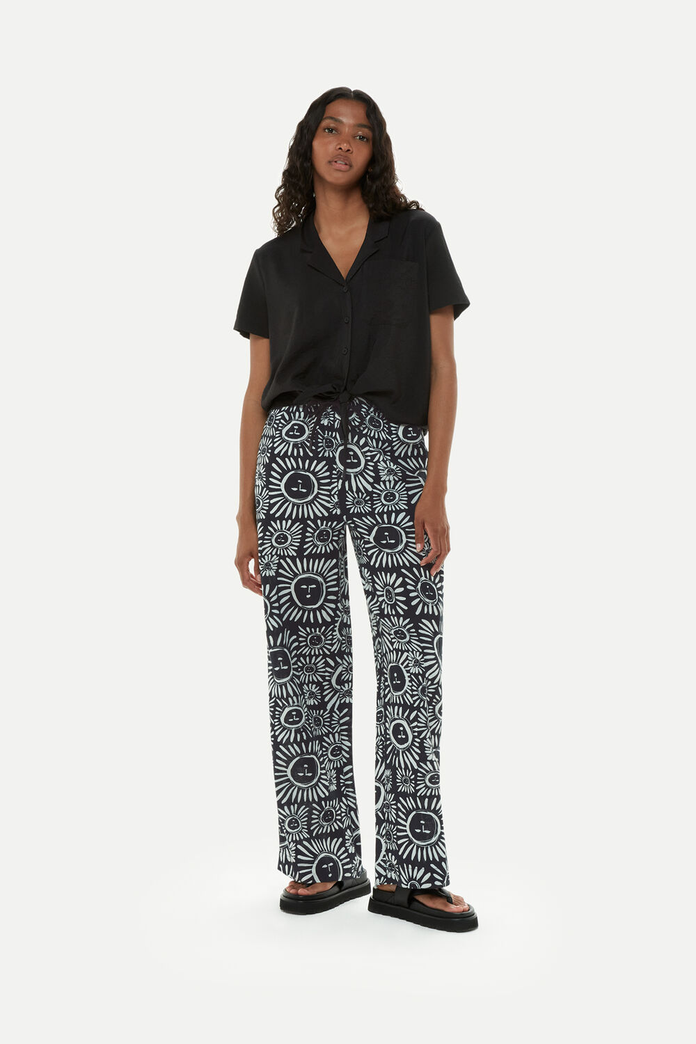 Black and White Sunman Print Trouser