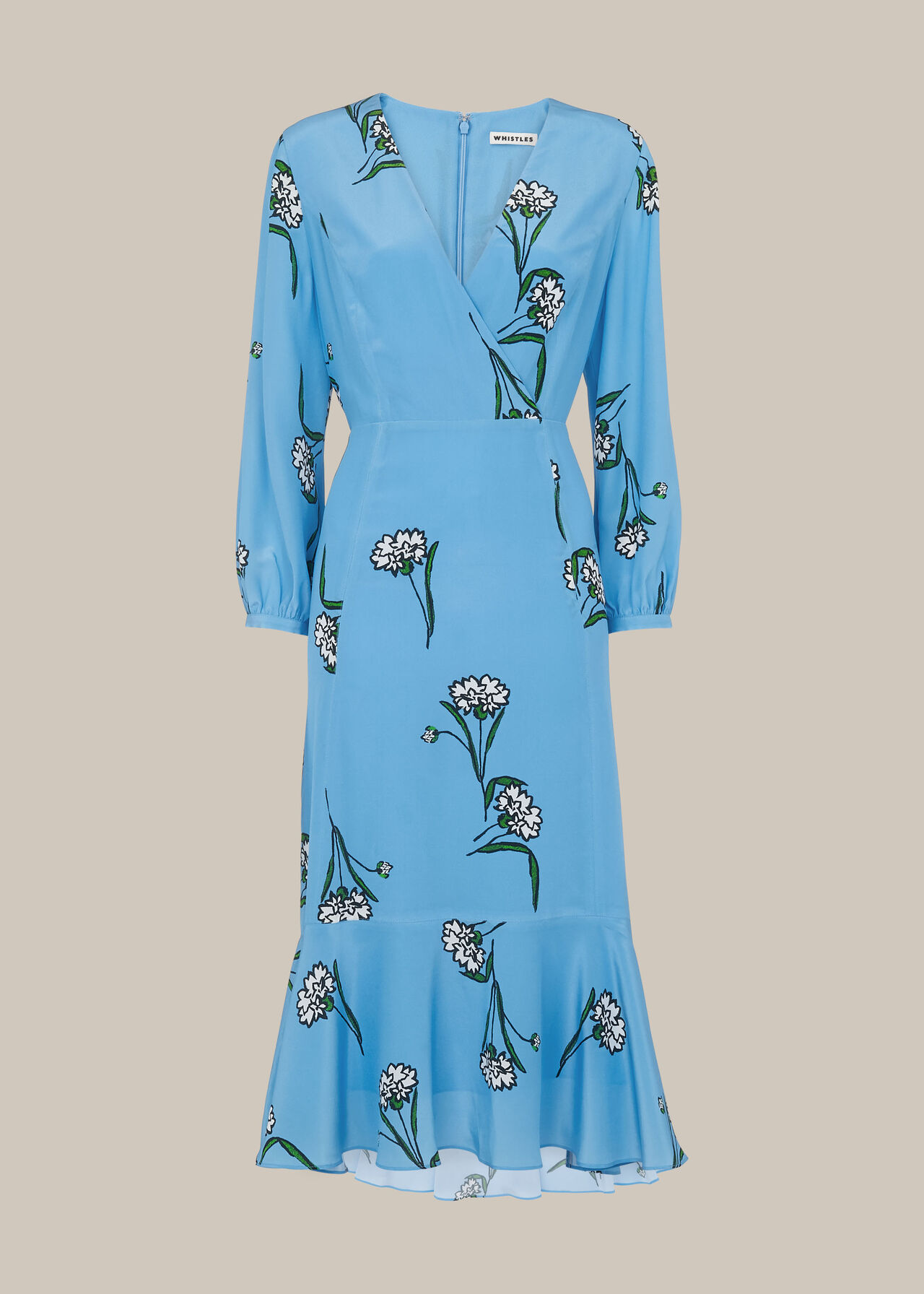 Sprig Flower Silk Dress Blue/Multi