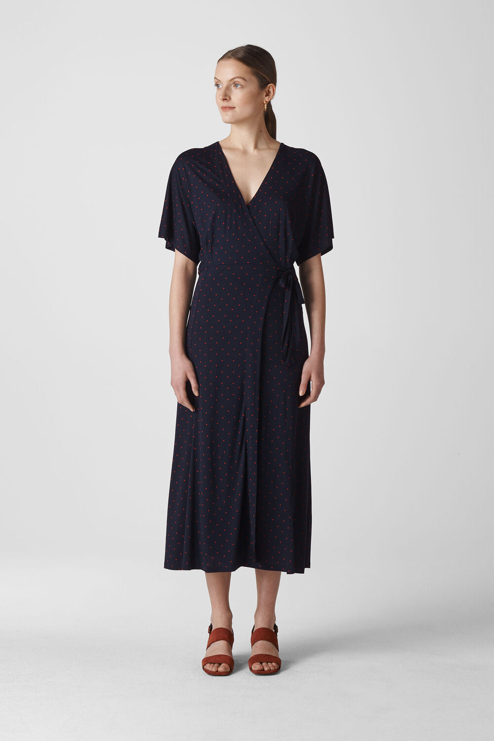 Spot Wrap Jersey Dress Navy/Multi