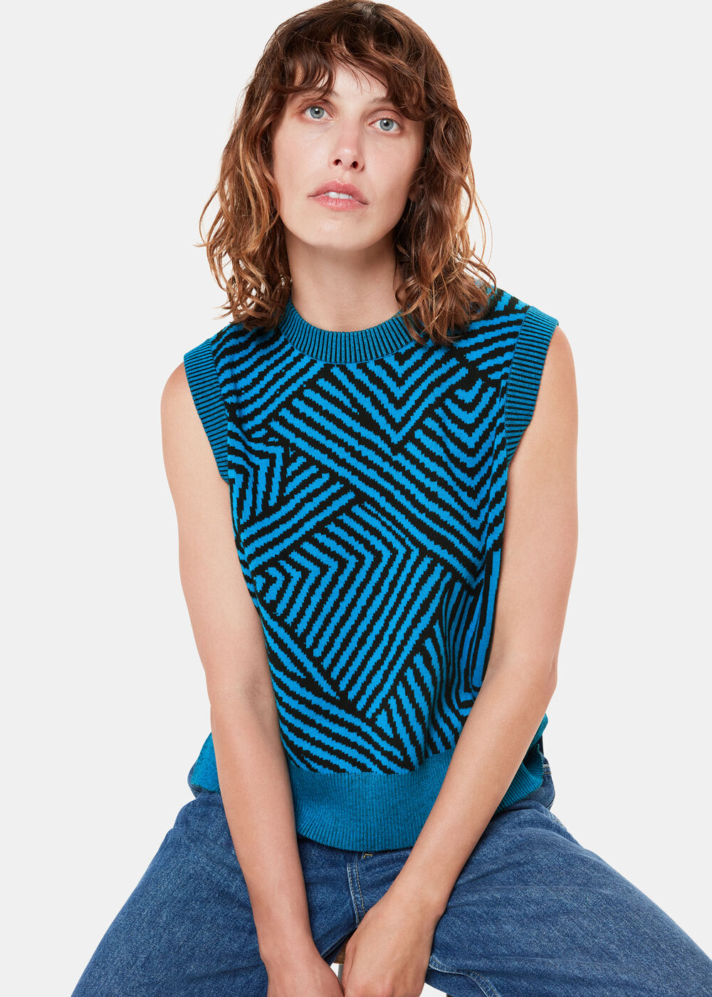 Striped Corners Jacquard Tank