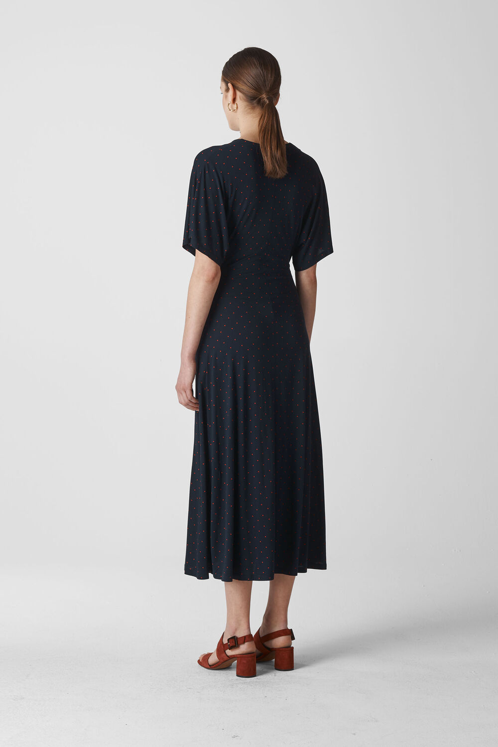 Spot Wrap Jersey Dress Navy/Multi