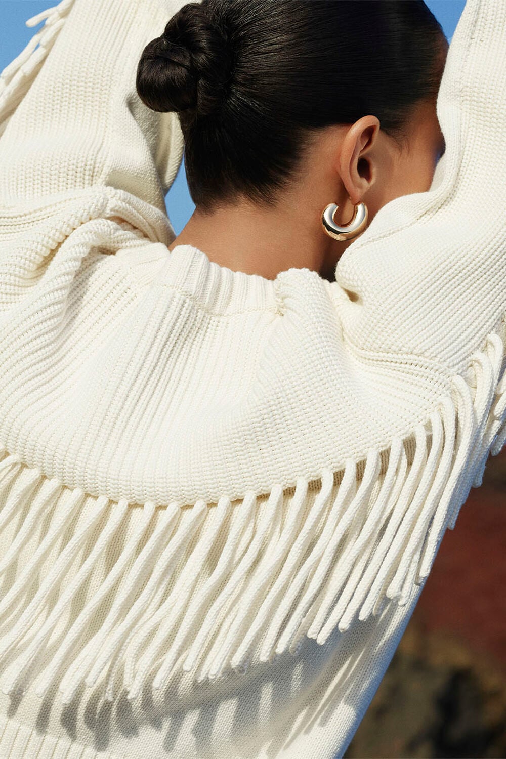 Fringed Rib Detail Sweater