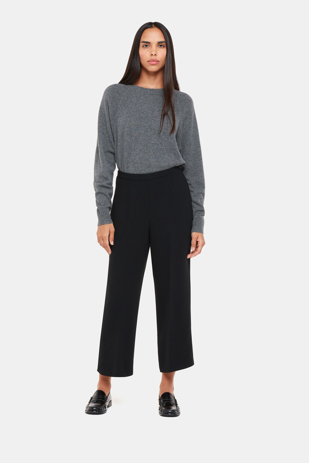 Black Wide Leg Cropped Pants&nbsp;
